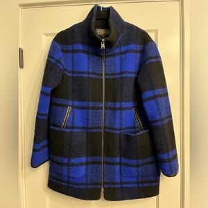 Pendleton Sonoma Buffalo Plaid Blue Wool Blend Peacoat Jacket Women Size Small